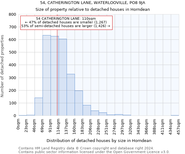 54, CATHERINGTON LANE, WATERLOOVILLE, PO8 9JA: Size of property relative to detached houses in Horndean