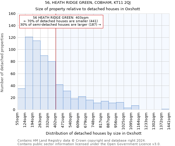 56, HEATH RIDGE GREEN, COBHAM, KT11 2QJ: Size of property relative to detached houses in Oxshott