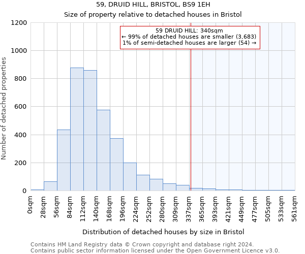 59, DRUID HILL, BRISTOL, BS9 1EH: Size of property relative to detached houses in Bristol