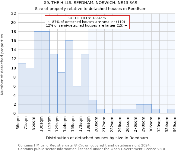 59, THE HILLS, REEDHAM, NORWICH, NR13 3AR: Size of property relative to detached houses in Reedham