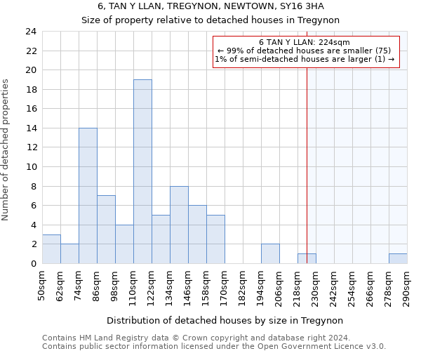 6, TAN Y LLAN, TREGYNON, NEWTOWN, SY16 3HA: Size of property relative to detached houses in Tregynon