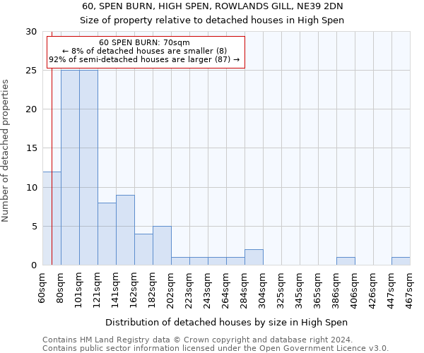 60, SPEN BURN, HIGH SPEN, ROWLANDS GILL, NE39 2DN: Size of property relative to detached houses in High Spen