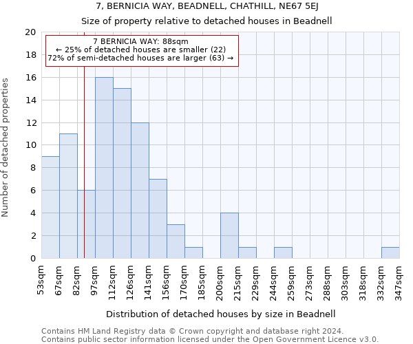 7, BERNICIA WAY, BEADNELL, CHATHILL, NE67 5EJ: Size of property relative to detached houses in Beadnell