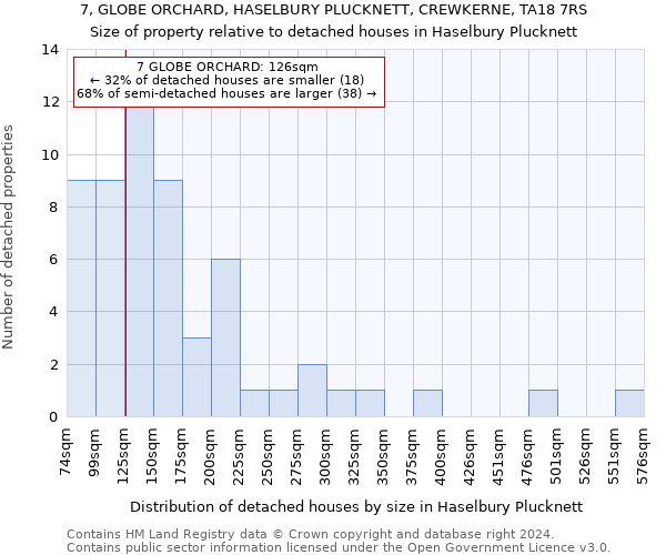 7, GLOBE ORCHARD, HASELBURY PLUCKNETT, CREWKERNE, TA18 7RS: Size of property relative to detached houses in Haselbury Plucknett