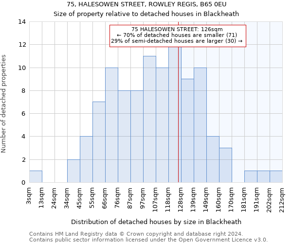 75, HALESOWEN STREET, ROWLEY REGIS, B65 0EU: Size of property relative to detached houses in Blackheath