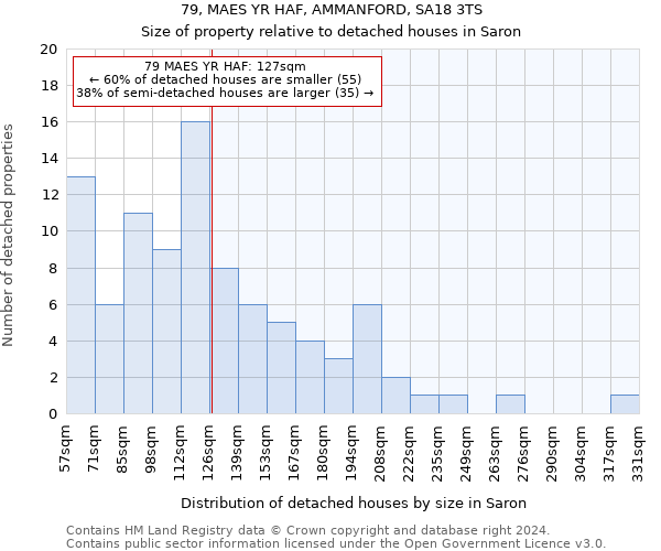 79, MAES YR HAF, AMMANFORD, SA18 3TS: Size of property relative to detached houses in Saron