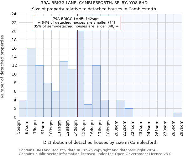 79A, BRIGG LANE, CAMBLESFORTH, SELBY, YO8 8HD: Size of property relative to detached houses in Camblesforth