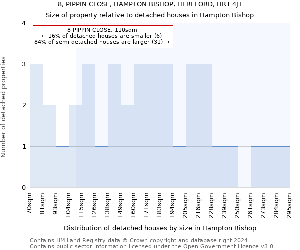 8, PIPPIN CLOSE, HAMPTON BISHOP, HEREFORD, HR1 4JT: Size of property relative to detached houses in Hampton Bishop