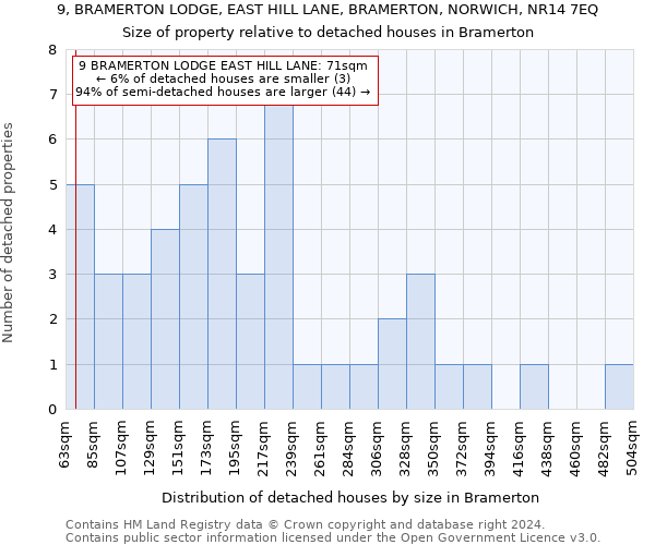 9, BRAMERTON LODGE, EAST HILL LANE, BRAMERTON, NORWICH, NR14 7EQ: Size of property relative to detached houses in Bramerton