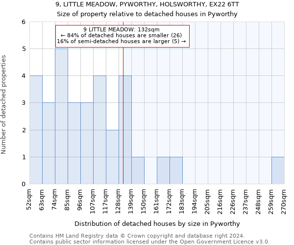 9, LITTLE MEADOW, PYWORTHY, HOLSWORTHY, EX22 6TT: Size of property relative to detached houses in Pyworthy