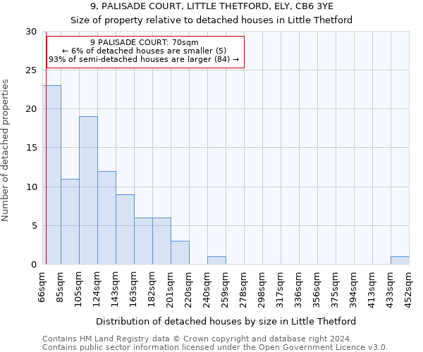 9, PALISADE COURT, LITTLE THETFORD, ELY, CB6 3YE: Size of property relative to detached houses in Little Thetford