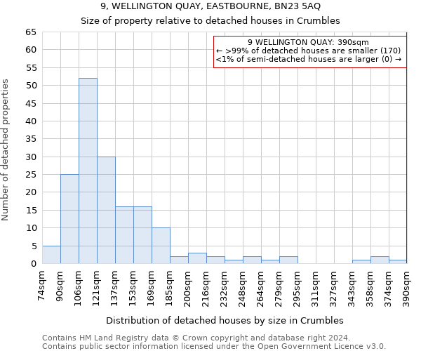 9, WELLINGTON QUAY, EASTBOURNE, BN23 5AQ: Size of property relative to detached houses in Crumbles