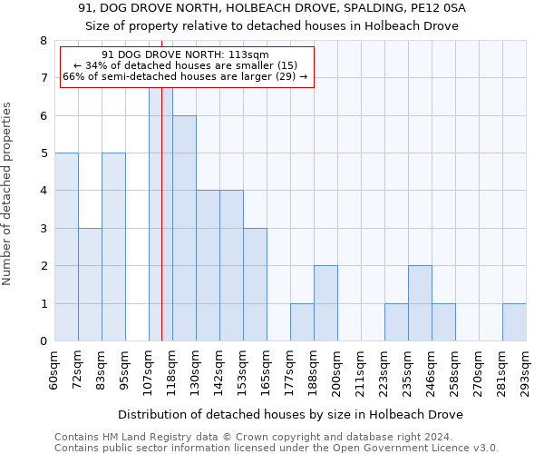 91, DOG DROVE NORTH, HOLBEACH DROVE, SPALDING, PE12 0SA: Size of property relative to detached houses in Holbeach Drove