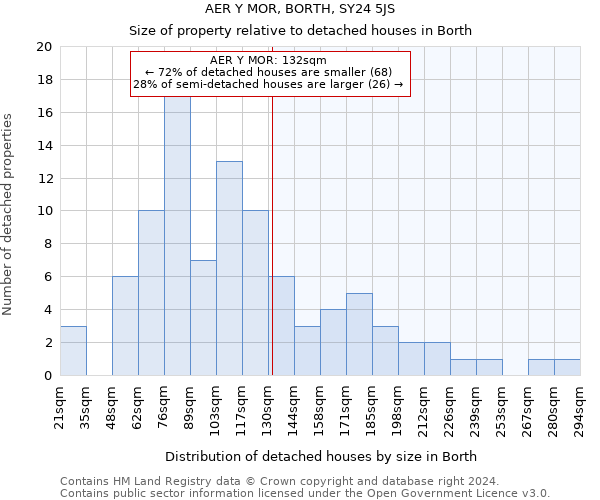 AER Y MOR, BORTH, SY24 5JS: Size of property relative to detached houses in Borth