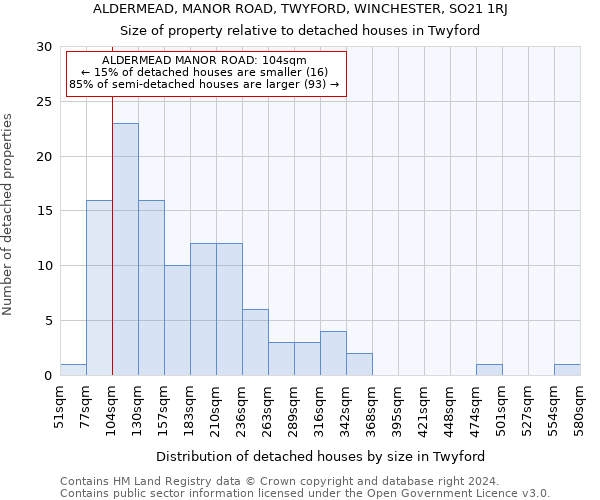 ALDERMEAD, MANOR ROAD, TWYFORD, WINCHESTER, SO21 1RJ: Size of property relative to detached houses in Twyford