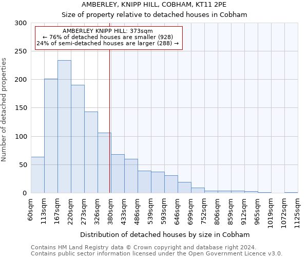 AMBERLEY, KNIPP HILL, COBHAM, KT11 2PE: Size of property relative to detached houses in Cobham