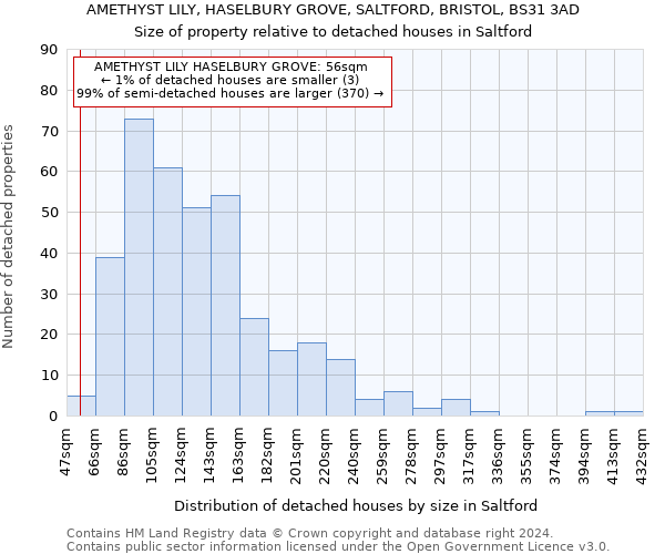 AMETHYST LILY, HASELBURY GROVE, SALTFORD, BRISTOL, BS31 3AD: Size of property relative to detached houses in Saltford