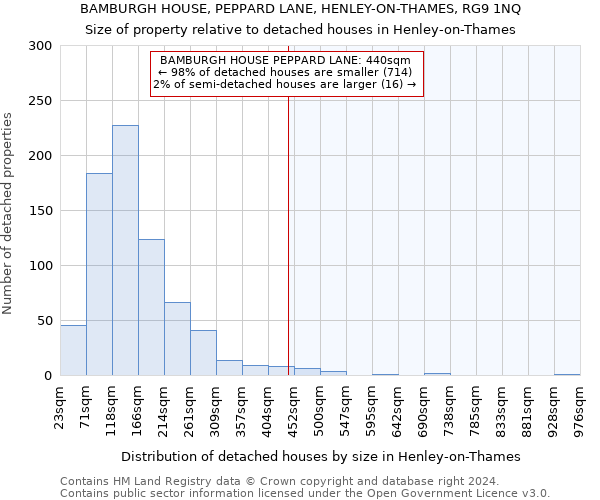 BAMBURGH HOUSE, PEPPARD LANE, HENLEY-ON-THAMES, RG9 1NQ: Size of property relative to detached houses in Henley-on-Thames