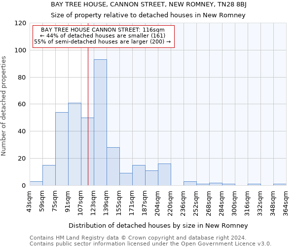 BAY TREE HOUSE, CANNON STREET, NEW ROMNEY, TN28 8BJ: Size of property relative to detached houses in New Romney