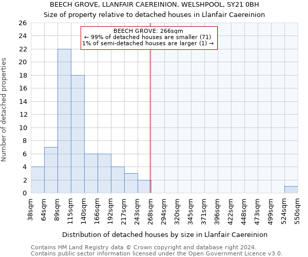 BEECH GROVE, LLANFAIR CAEREINION, WELSHPOOL, SY21 0BH: Size of property relative to detached houses in Llanfair Caereinion