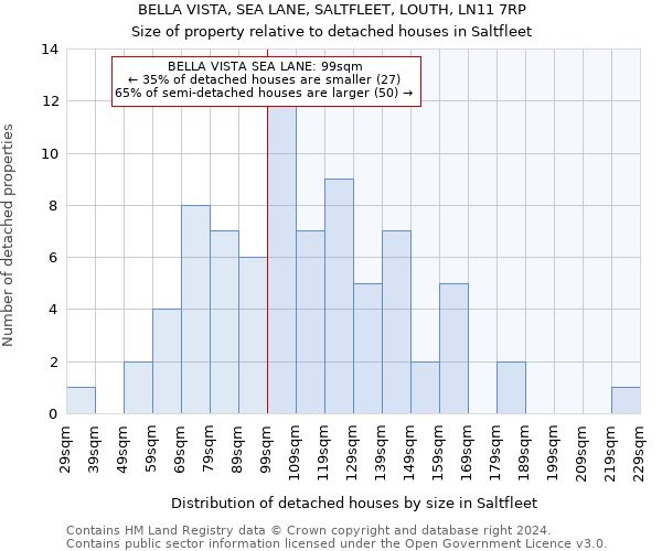 BELLA VISTA, SEA LANE, SALTFLEET, LOUTH, LN11 7RP: Size of property relative to detached houses in Saltfleet