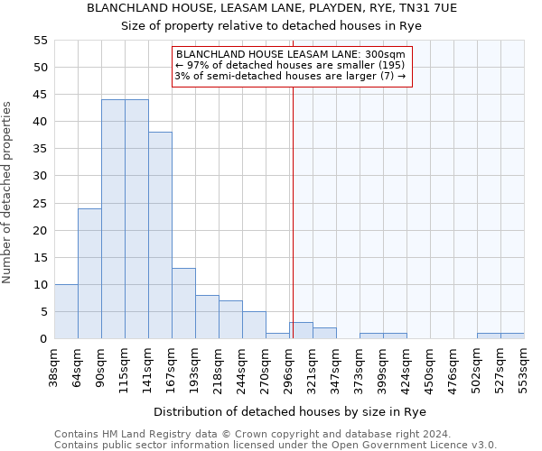 BLANCHLAND HOUSE, LEASAM LANE, PLAYDEN, RYE, TN31 7UE: Size of property relative to detached houses in Rye