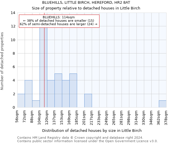 BLUEHILLS, LITTLE BIRCH, HEREFORD, HR2 8AT: Size of property relative to detached houses in Little Birch