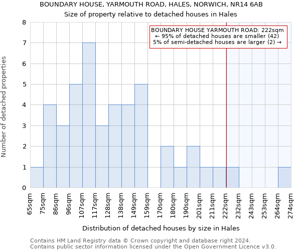 BOUNDARY HOUSE, YARMOUTH ROAD, HALES, NORWICH, NR14 6AB: Size of property relative to detached houses in Hales