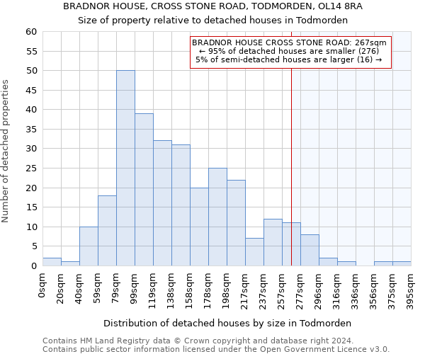 BRADNOR HOUSE, CROSS STONE ROAD, TODMORDEN, OL14 8RA: Size of property relative to detached houses in Todmorden