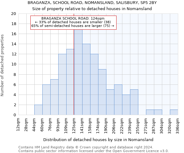 BRAGANZA, SCHOOL ROAD, NOMANSLAND, SALISBURY, SP5 2BY: Size of property relative to detached houses in Nomansland