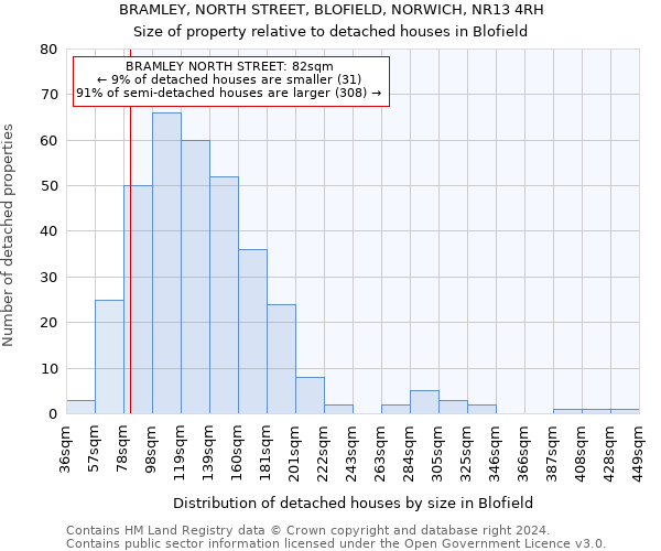 BRAMLEY, NORTH STREET, BLOFIELD, NORWICH, NR13 4RH: Size of property relative to detached houses in Blofield