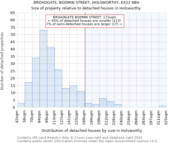 BROADGATE, BODMIN STREET, HOLSWORTHY, EX22 6BH: Size of property relative to detached houses in Holsworthy