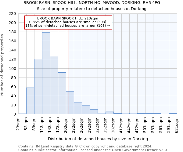 BROOK BARN, SPOOK HILL, NORTH HOLMWOOD, DORKING, RH5 4EG: Size of property relative to detached houses in Dorking