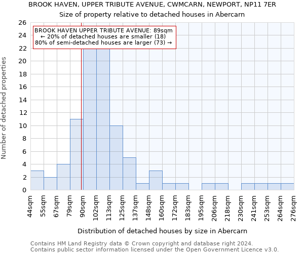 BROOK HAVEN, UPPER TRIBUTE AVENUE, CWMCARN, NEWPORT, NP11 7ER: Size of property relative to detached houses in Abercarn