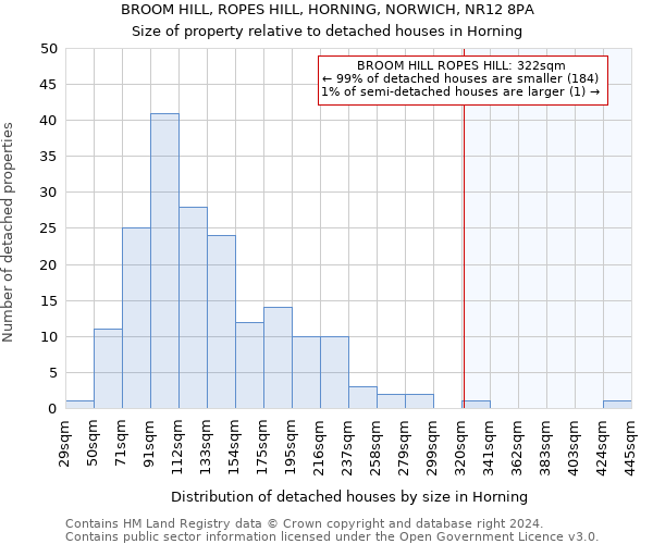 BROOM HILL, ROPES HILL, HORNING, NORWICH, NR12 8PA: Size of property relative to detached houses in Horning