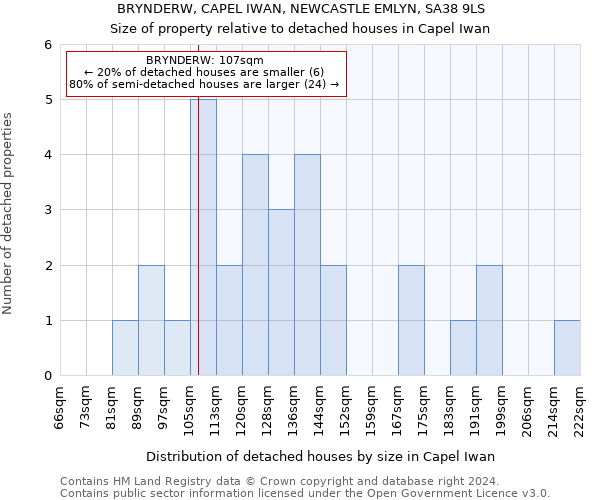 BRYNDERW, CAPEL IWAN, NEWCASTLE EMLYN, SA38 9LS: Size of property relative to detached houses in Capel Iwan