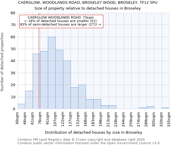 CAERGLOW, WOODLANDS ROAD, BROSELEY WOOD, BROSELEY, TF12 5PU: Size of property relative to detached houses in Broseley