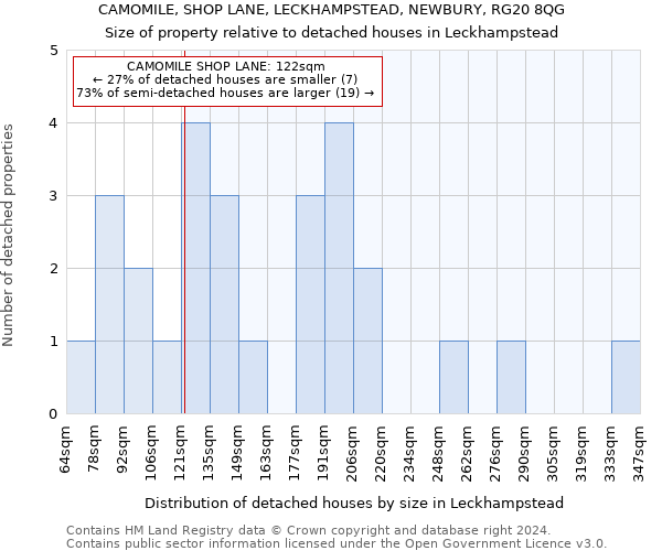 CAMOMILE, SHOP LANE, LECKHAMPSTEAD, NEWBURY, RG20 8QG: Size of property relative to detached houses in Leckhampstead