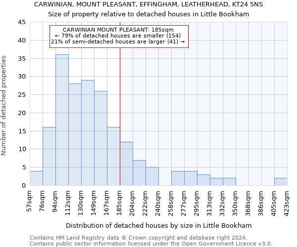 CARWINIAN, MOUNT PLEASANT, EFFINGHAM, LEATHERHEAD, KT24 5NS: Size of property relative to detached houses in Little Bookham