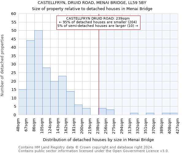 CASTELLFRYN, DRUID ROAD, MENAI BRIDGE, LL59 5BY: Size of property relative to detached houses in Menai Bridge