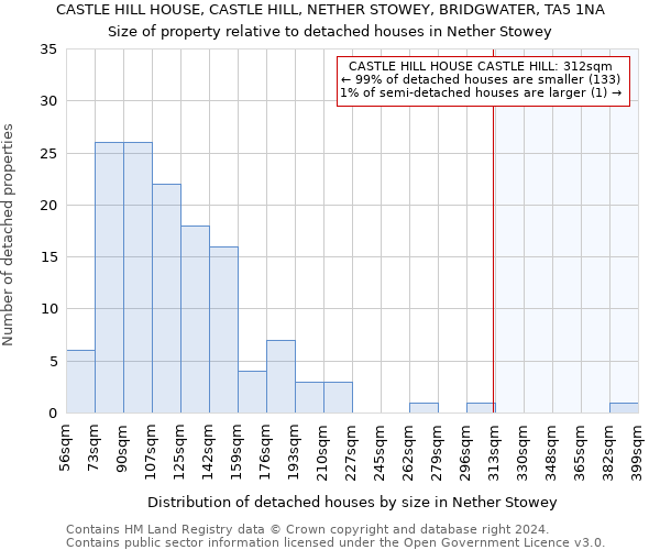 CASTLE HILL HOUSE, CASTLE HILL, NETHER STOWEY, BRIDGWATER, TA5 1NA: Size of property relative to detached houses in Nether Stowey