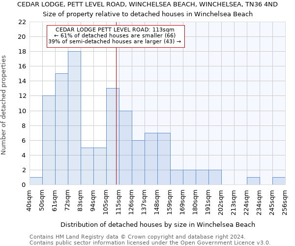 CEDAR LODGE, PETT LEVEL ROAD, WINCHELSEA BEACH, WINCHELSEA, TN36 4ND: Size of property relative to detached houses in Winchelsea Beach