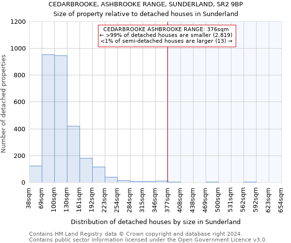 CEDARBROOKE, ASHBROOKE RANGE, SUNDERLAND, SR2 9BP: Size of property relative to detached houses in Sunderland