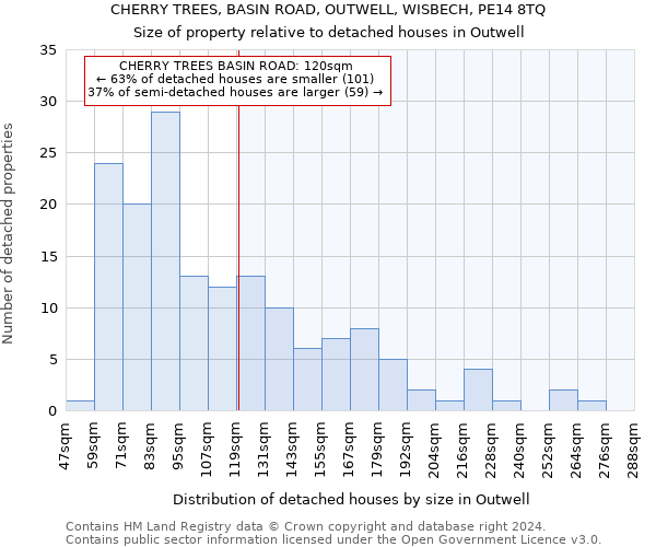 CHERRY TREES, BASIN ROAD, OUTWELL, WISBECH, PE14 8TQ: Size of property relative to detached houses in Outwell