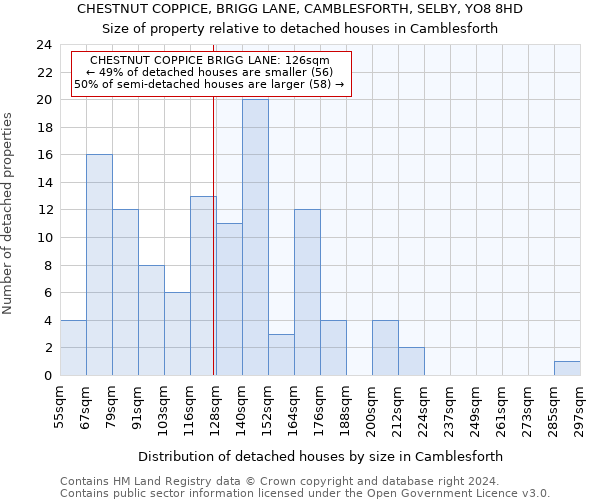 CHESTNUT COPPICE, BRIGG LANE, CAMBLESFORTH, SELBY, YO8 8HD: Size of property relative to detached houses in Camblesforth