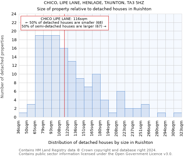 CHICO, LIPE LANE, HENLADE, TAUNTON, TA3 5HZ: Size of property relative to detached houses in Ruishton