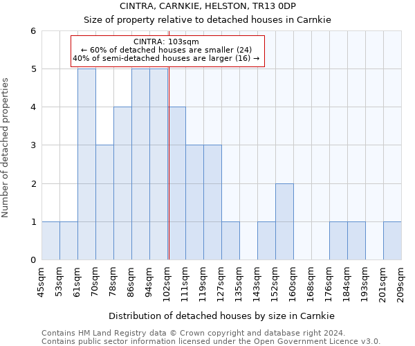 CINTRA, CARNKIE, HELSTON, TR13 0DP: Size of property relative to detached houses in Carnkie