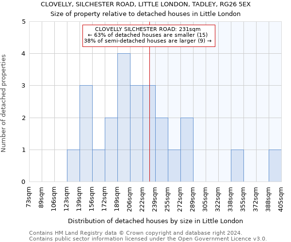 CLOVELLY, SILCHESTER ROAD, LITTLE LONDON, TADLEY, RG26 5EX: Size of property relative to detached houses in Little London