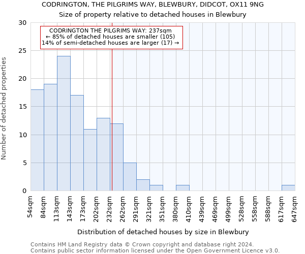 CODRINGTON, THE PILGRIMS WAY, BLEWBURY, DIDCOT, OX11 9NG: Size of property relative to detached houses in Blewbury