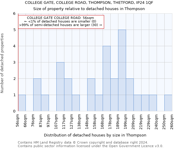 COLLEGE GATE, COLLEGE ROAD, THOMPSON, THETFORD, IP24 1QF: Size of property relative to detached houses in Thompson